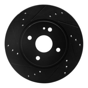 Mazda 2 Brake Rotor (1) - Front Left - R1 Concepts - Drilled & Slotted - Black - `11-`15